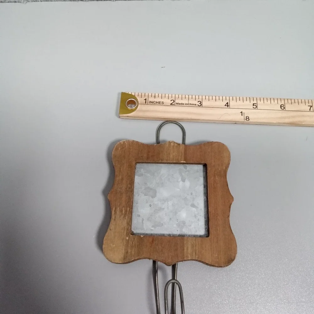 Rustic Farmhouse Wood and Galvanized Metal Wall Hook Scalloped Frame Decor